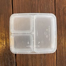 타이코플라스 내열 3칸 직사각 일회용도시락, 1개, 6개입