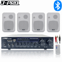 J-PRO 4인치 블루투스 매장용 카페 매장 업소용 벽걸이 북쉘프 미니 앰프 스피커 세트, 화이트, 내부 4개