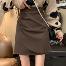언발기장 셔링 스커트 뒷지퍼 미디기장 정장 스커트