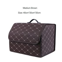 푸드트레일러 범용 PU 접이식 캠핑용 자동차 트렁크 정리 수납함 인테리어 부품 액세서리, Brown Medium