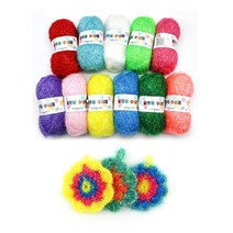 물방울 수세미 100g 아크릴 수세미실 수세미만들기, 노랑