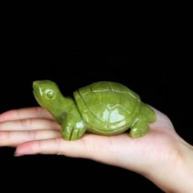 JINGHENG 옥 장식품 재물 장수거북이 기원 장식품, 30cm 그린 거북이