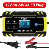 충전기 자동차 보조밧데리 차량 12V/24V 배터리 LCD 디스플레이 완전 자동 지능형 빠른 충전 펄스 수리 AGM 젤 납산 고속, CHINA, 8A 12V 24V EU Plug