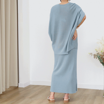 루나 가오리핏 쿨링 니트 라운드넥 오버핏 루즈핏 티셔츠 하객룩 3color