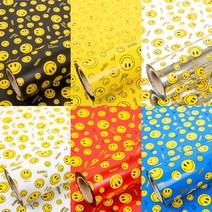 디자인랩 포장지 비닐롤 스마일 소 중 대 선물 포장 재료, 1롤, 대-검정