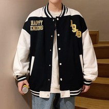 남녀공용 간절기 야구 점퍼 사이드 로고 바시티 봄점퍼 오버핏 봄버 커플 남자 잠바 과잠 아우터 엠엘비 가을
