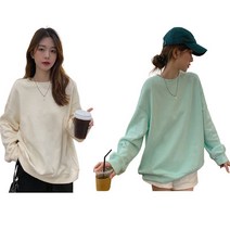 C.ONLIE SHOP여성 맨투맨 라운드 단색 루즈핏 박시핏 긴팔 티셔츠 후드티 후드집업 가디건
