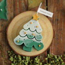 크리스마스 트리 캔들 크리스마스캔들 트리캔들 겨울캔들 크리스마스향초 양초 3개입 크리스마스선물, 화이트+그린+골드