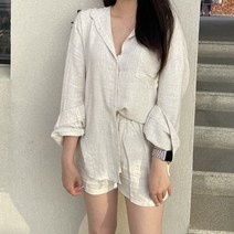 VANANA2 국내제작 여성 데일리 여리핏 캐주얼 꾸안꾸 루즈핏 셔츠 반바지 투피스 세트