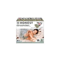 The Honest Company 클린 컨셔스 기저귀 | 식물 기반의 지속 가능한 | 큰 트럭 + 그래서 바나나 | 클럽 박스 크기 5(27+ lbs) 50개, 사이즈 5