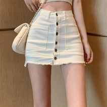 우아한 여성 데님 미니 스커트 패션 화이트 진 여름 하이 웨이스트 힙