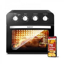 GeekChef 에어 프라이어 오븐 23 8L(24쿼트) 토스터 오븐 콤보 액세서리 4개 대형 컨벡션 조리대 70가지 온라인 레시피 블랙, 24QT +70Recipes