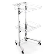 스텐 2단 미용실 트롤리 접이식 미용 카트 웨건 소형, B모델 투명