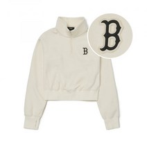 MLB 여성 스키 마이크로 플리스 반집업 맨투맨 BOS Cream