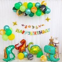 생일풍선세트 펌프 풍선스탠드 케익토퍼 사은품 홈파티 풍선장식 공룡풍선 우주풍선 공주풍선, 4공룡풍선