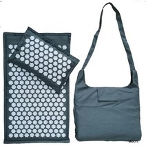 자연 린넨 코코넛 야자 마사지 요가 매트 74x44cm 스포츠 베개 가방 로터스 스파이크 지압 쿠션 Accupresure, 3pcs gray white