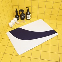 84x84 3세대 빨아쓰는 욕실 주방 규조토 발매트, 네이비 웨이브