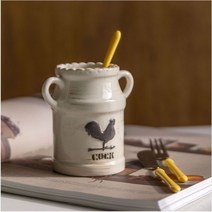 북유럽 베이지 닭 티스푼꽂이 도자기수저통 수저함 머들러 커트러리정리 홈카페 소품