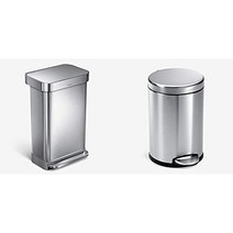 심플휴먼 쓰레기통 휴지통 45리터 직사각형 핸즈프리 주방 단계 부드럽게 닫히는 뚜껑 브러시 처리된 스틸