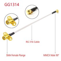 유니파잉1PC MMCX to SMA/RPSMA 암 플랜지 패널 마운트 RG316 Pigtail FPV 안테나 연장 코드 TBS Unify Pan, 03 MMCX M90 to SMA  F_01 5CM