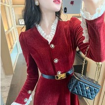 기모점프슈트 골덴점프슈트 겨울점프수트 멜빵바지 코듀로이원피스 코듀로이오버롤 코듀로이점프수트 니트점프수트 벨벳점프수트 38 뉴오한 코듀로이 여자 레이스 접합 프린세스 소매 프렌치