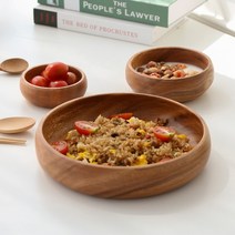 아카시아나무 원형 우드볼 요거트 샐러드볼, 특대