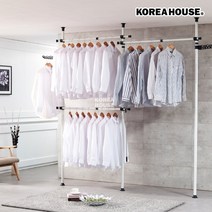 코리아하우스 KT 행거 고급형 수납 고정식 옷걸이 봉 국내산 간편설치, K.T 3단행거(고급형/38파이)