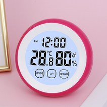Gousse LCD 온도 습도 벽 탁상 겸용 터치스크린 알람 시계 / 3A건전지 무료증정, 핑크