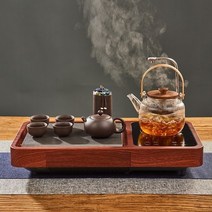 전통 원목 다도 차판 차 트레이 세트 세트 가정용 자동 원피스 급수 거실 만들기 작은, 주전자 세트 5