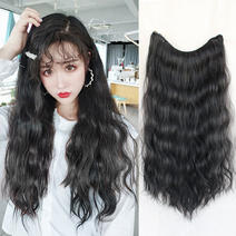 물결 웨이브 오픈 히피펌 반가발 똑딱이 헤어 피스 붙임머리, 물결 웨이브-밝은 브라운