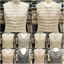 POLHAM 여성전용 구스다운조끼 거위솜털80% 거위깃털20% 가볍고 걸치기 좋은 가성비좋은 품질좋은 구스다운 라운드넥 브이넥 여성용 경량 조끼 베스트