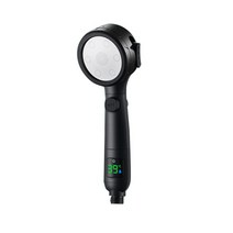 샤워기온도계 LED 스마트 샤워 헤드 고압 새로운 온도 디지털 led 디스플레이 4 모델 조정 가능한 물 절약 휴대용 sprayone-keystop 욕실, 검은색