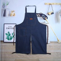 도예 러그 데님 앞치마 휴대용 포켓 데님 민소매 오염방지 다리 작업 앞치마 가능, 데님 컬러, 평균 크기, 1개