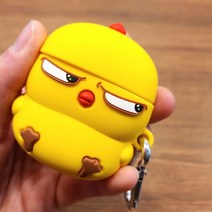 주니아니 화난병아리 1 2세대 에어팟케이스 + 카라비너 세트, 노랑