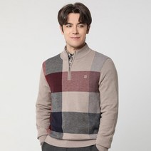 닥스셔츠 울혼방 빅체크 하프집업 니트 브라운 DIW3SWZU701W1