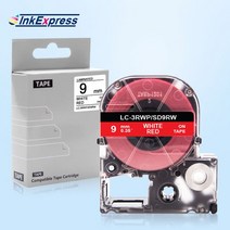 40mm * pvc 리본 스티커 라벨 테이프 엡손 LC-3WBN 용 LW-300 LW-400, [01] 9mm, [11] White on Red