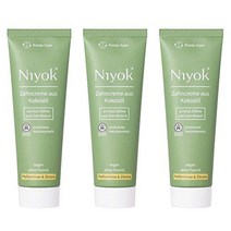 불소와 미세 플라스틱이 없는 niyok® 코코넛 오일 치약 | 아이에게도 민감한 유기농 천연화장품 | 자일리톨 허브 | 천연 치약 채식주의자 | 박하 앰프 레몬 3 x 75ml