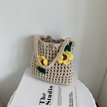 손뜨개 가방 완제품 숄더백 귀여운 꽃 여성 가방