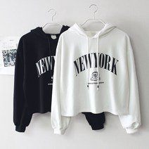뉴욕 크롭 후드티셔츠 주니어 긴팔티 여아 데일리 코디 초등학생 10대 봄옷