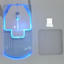 1PCS 무지개 다채로운 LED 빛 투명한 2.4GHz 무선 마우스 광학 노트북 데스크탑 PC 게이머 음소거, 02 Blue, 한개옵션1