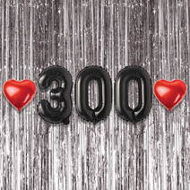 300일 이벤트 포토존 세트 아기 기념일 커플 축하 기념 숫자 풍선 하트, 16.커튼-(실버)-300(소)-블랙
