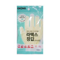 오공 라텍스 장갑 만능 니트릴 요리 위생 요리용 글러브 실리콘 천연 일회용 고무장갑, 포장형 7개입 EA