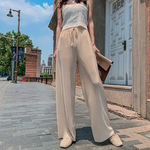 플리츠 바지 와이드 리본 주름바지 9부