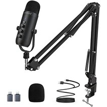 유튜브 방송 마이크 미국 PC용 ZeaSound 붐 암 스탠드가 있는 팟캐스트 콘덴서 스트리밍용-630633, [01] 검은색