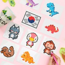 어린이 보석십자수 미니 스티커 비즈십자수 소형 세트 공룡 동물 독도, 독도 보석십자수, 태극기
