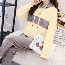 가바바 여성 트레이닝복 세트 OFF 체크무늬 후드 트레이닝복 세트 G39882