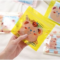 신신 곰돌이 지퍼백 100P 어린이집 유치원 선물 답례품 간식 포장, 노랑(100장)