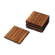 [아홈디] 이케아 RUNNEN 룬넨 야외 베란다 데크타일 인테리어 나무 조립마루 바닥재, 6.라이트브라운 9개