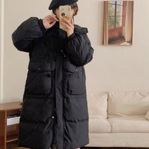 패딩 여 겨울 2023 학생 한국판 무릎 오버핏 후드 미디엄 롱 도톰 코트 패션69212