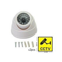 무선 더미 보안 카메라 CCTV 집 돔 방수 깜박이 빨간색 LED 조명 실내 야외용, WHITE